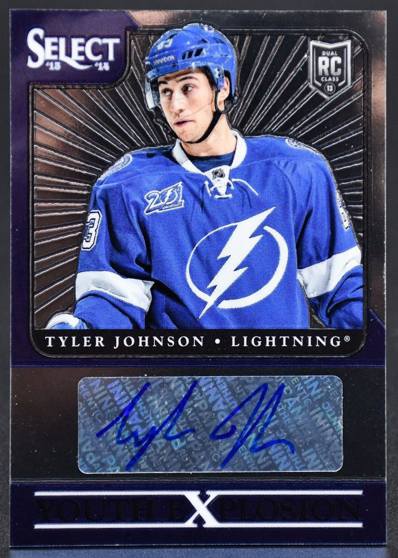 Carte autographiée de Tyler Johnson (Tampa Bay Lightning) de la collection Panini Select Youth Explosion 2013-14