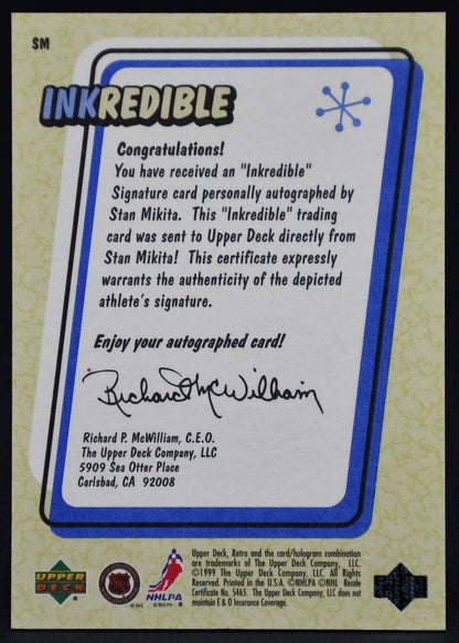 1999-00 UD Retro Inkredible Stan Mikita SM Auto