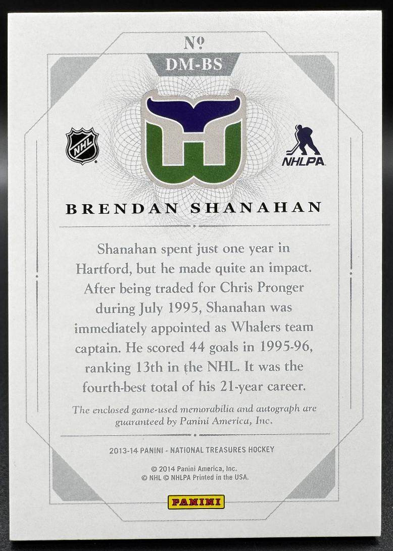 Maillot autographié Brendan Shanahan Hartford /25 de la collection Panini Dual Memorabilia Prime 2013-14