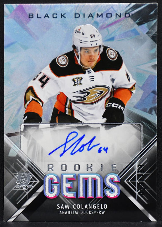 2024-25 UD Black Diamond RC Gems Signatures Sam Colangelo RGS-SC Ducks RC Auto 5501
