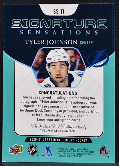 2020-21 UD Series 1 Signature Sensations Tyler Johnson SS-TJ Auto