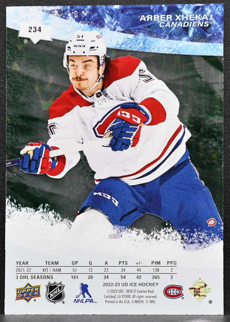 2022-23 UD Ice Premieres Green Arber Xhekaj 234 Canadiens RC 065/599 7849