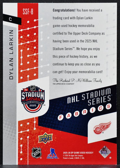 2025-26 SP Game Used Stadium Series Fabrics Dylan Larkin Red Wings Jersey 6071