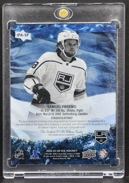 2022-23 UD Ice Premieres Autographs Samuel Fagemo IPA-SF RC Auto 092/199