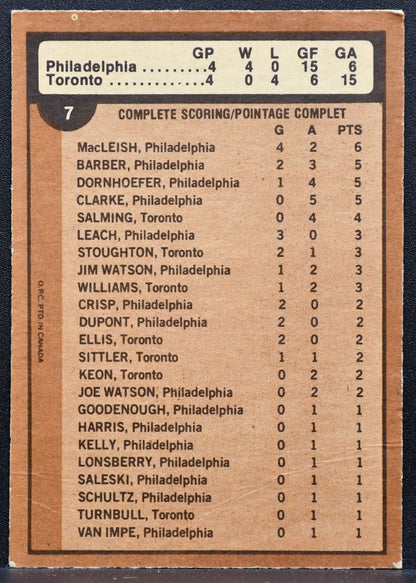 1975-76 O-Pee-Chee 1974-75 Stanley Cup Quarter Finals Auto Clarke Auto 7729