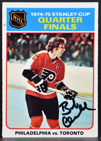 1975-76 O-Pee-Chee 1974-75 Stanley Cup Quarter Finals Auto Clarke Auto 7729