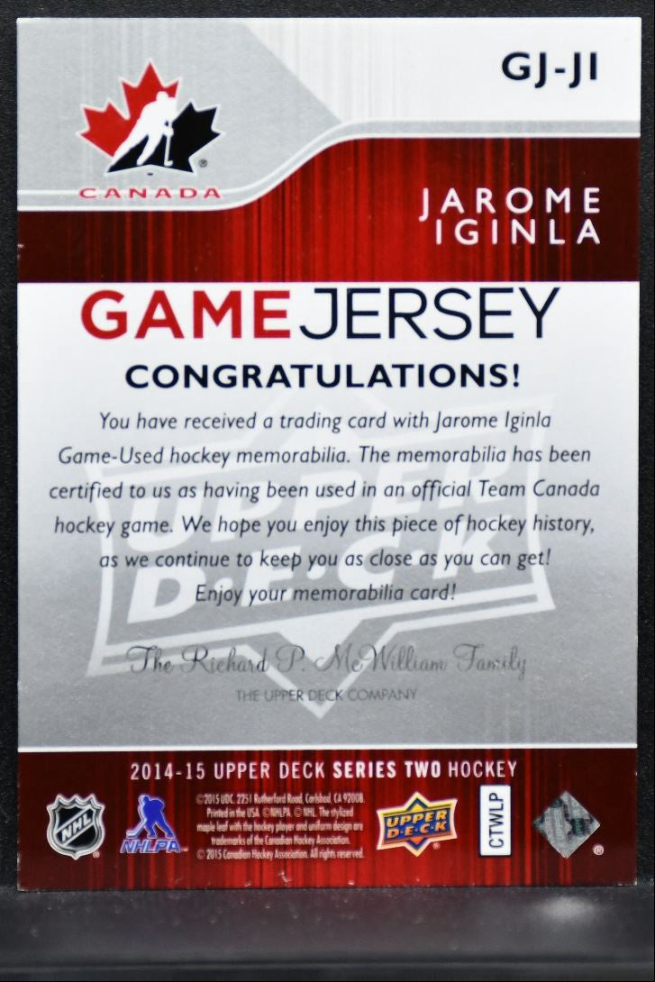 2014-15 Upper Deck Series 2 Game Jerseys Jarome Iginla GJ-JI Canada Jersey 1601