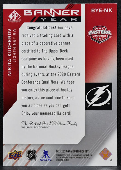 2021-22 SP Game Used East Conf Banner Year Relics Kucherov Jersey 4591