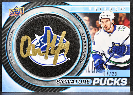 2022-23 Upper Deck Trilogy Signature Pucks Quinn Hughes SP-QH Canucks 7122