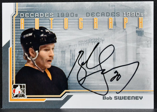 2013-14 In The Game Decades 1990s Bob Sweeney A-BSW Boston Bruins Auto 6982