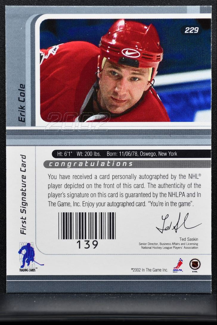 2001-02 In The Game Signature Series Auto Cole Auto 3040