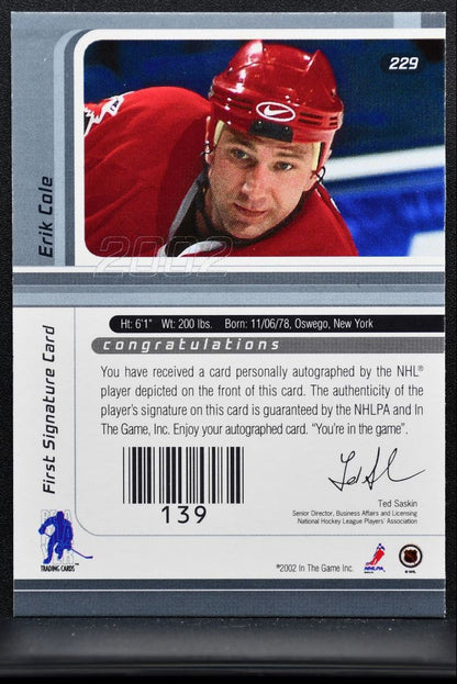2001-02 In The Game Signature Series Auto Cole Auto 3040