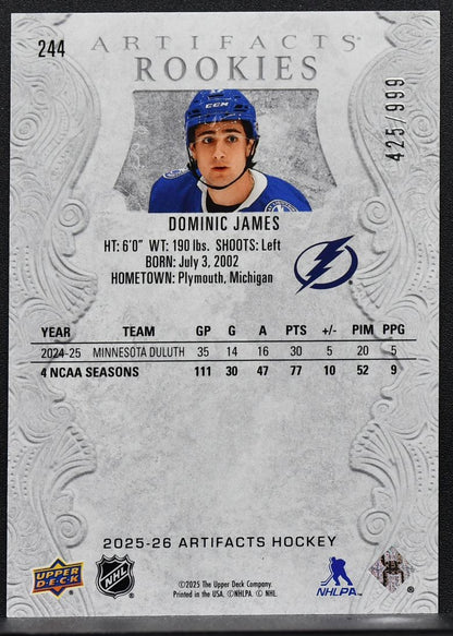 2025-26 Upper Deck Artifacts Rookies Dominic James 244 RC 425/999 6643