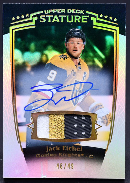 2024-25 UD Stature Auto Patch Jack Eichel 7 Auto 46/49 Patch