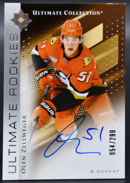 2024-25 UD Ultimate Collection Olen Zellweger 149 Anaheim Ducks RC Auto 054/299
