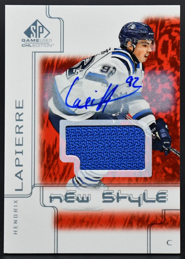 2019-20 Game Used CHL New Style Hendrix Lapierre HL Chicoutimi Sagueneens Auto