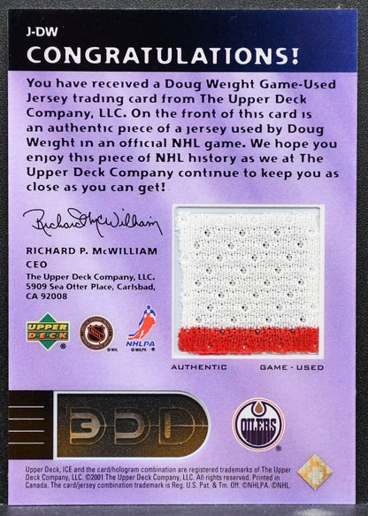2001-02 Upper Deck Ice Jerseys Doug Weight J-DW Edmonton Oilers Jersey 4874