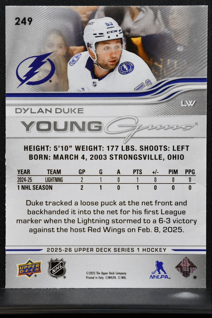 2025-26 Upper Deck Series 1 Young Guns Dylan Duke Tampa Bay Lightning RC 4137