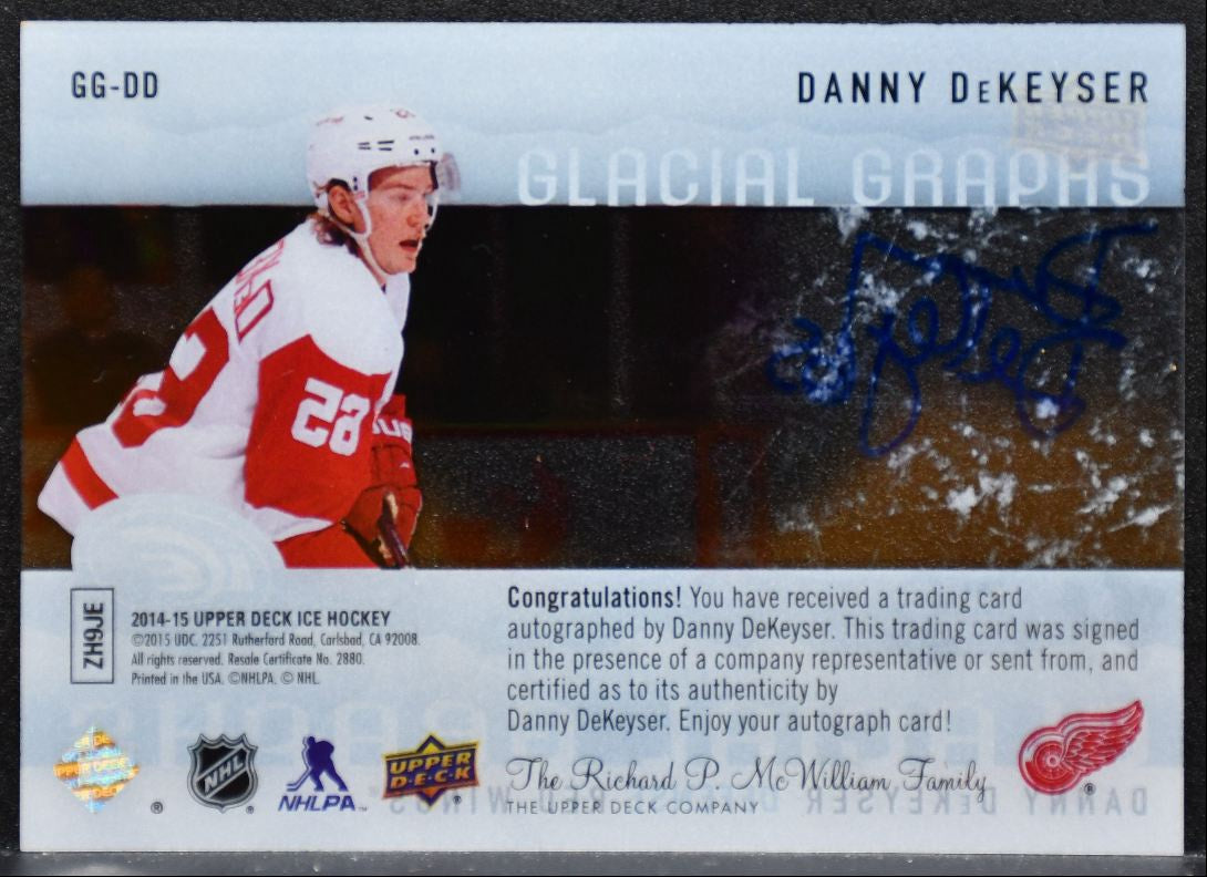 2014-15 Upper Deck Ice Glacial Graphs Danny DeKeyser GG-DD Red Wings Auto 9496