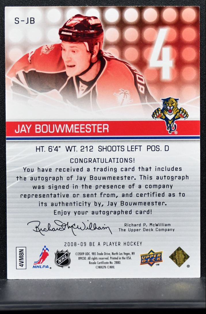 2008-09 Upper Deck Be a Player Signatures Jay Bouwmeester Panthers Auto 0321
