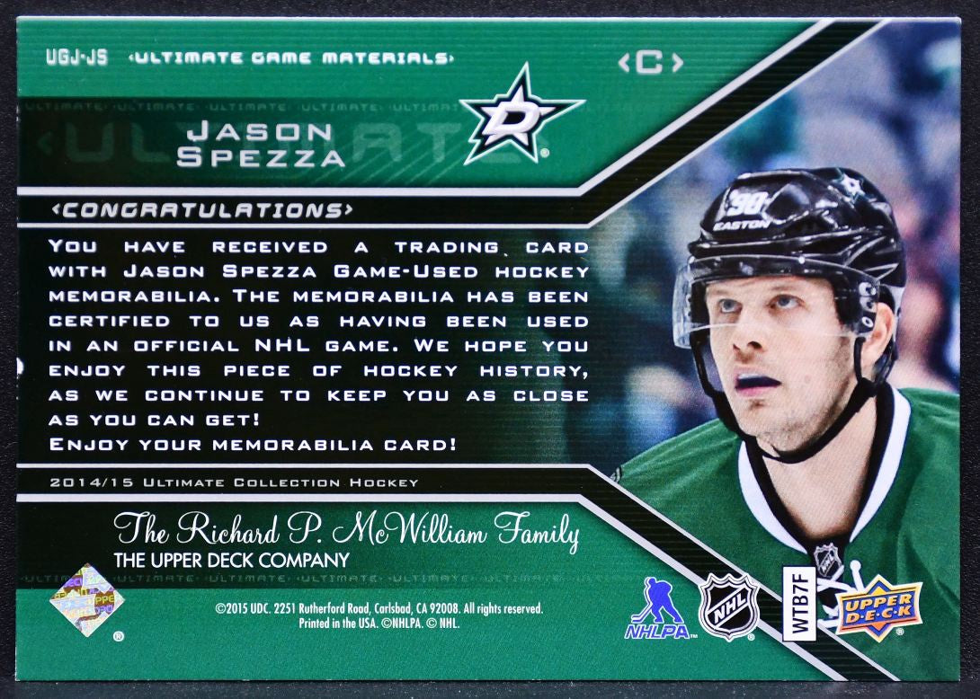 2014-15 UD Ultimate Collection Game Materials Spezza Stars 94/99 Jersey 3626