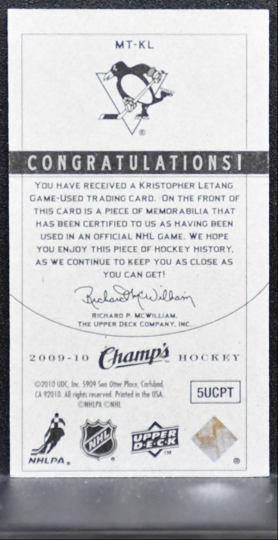 2009-10 Upper Deck Champ's Threads Kristopher Letang MT-KL Penguins Jersey 2110