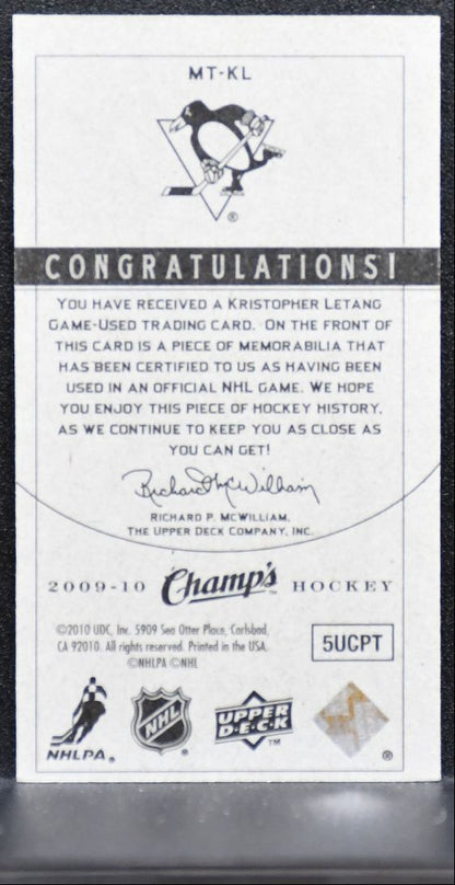 2009-10 Upper Deck Champ's Threads Kristopher Letang MT-KL Penguins Jersey 2110