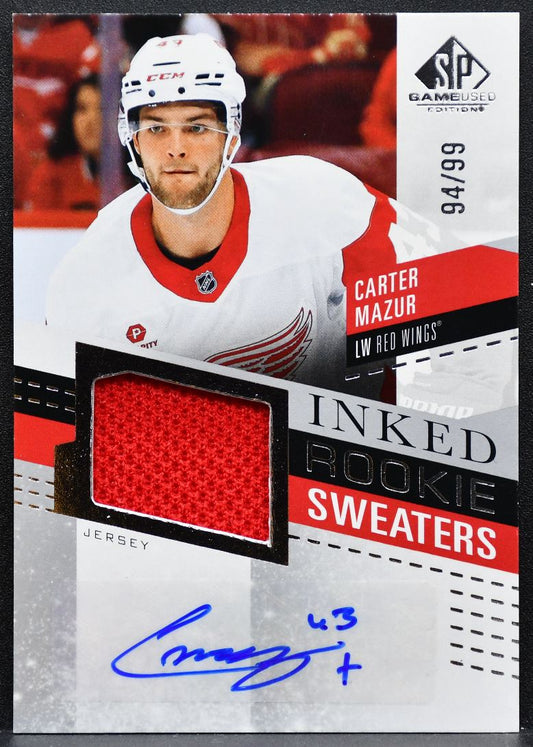2025-26 SP Game Used Inked Rookie Sweaters Mazur Red Wings RC Auto Jersey 5999