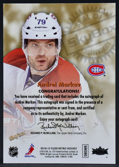 2012-13 Fleer Retro Autographics 1999 Andrei Markov 99-AM Auto