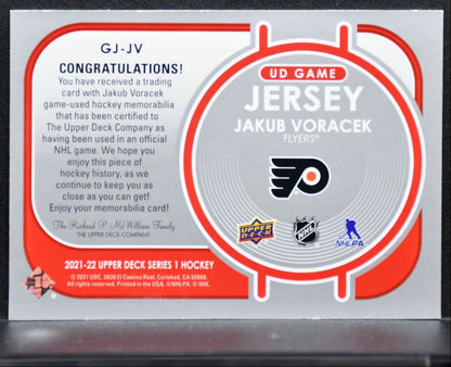 2021-22 Upper Deck Series 1 UD Game Jersey Jakub Voracek Flyers Jersey 4817