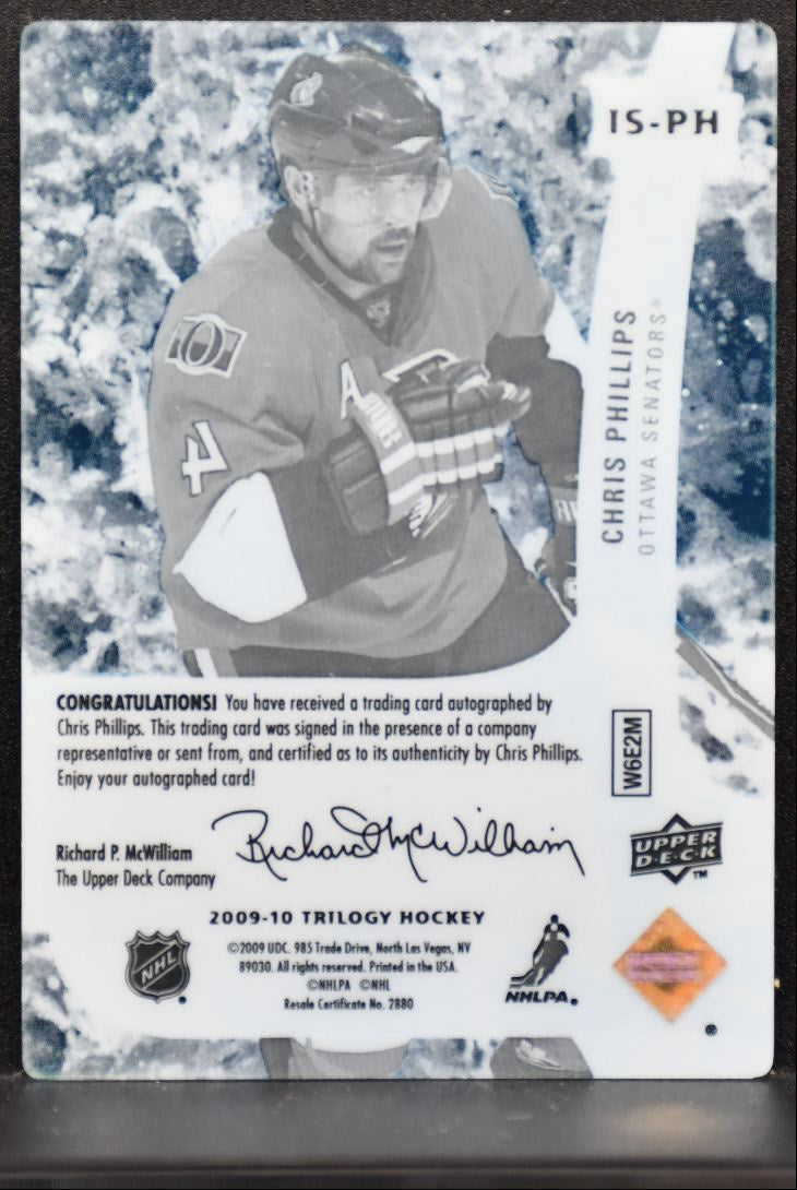 2009-10 Upper Deck Trilogy Ice Scripts Chris Phillips Ottawa Senators Auto 1144