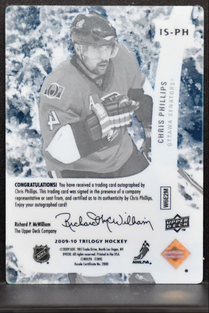 2009-10 Upper Deck Trilogy Ice Scripts Chris Phillips Ottawa Senators Auto 1144