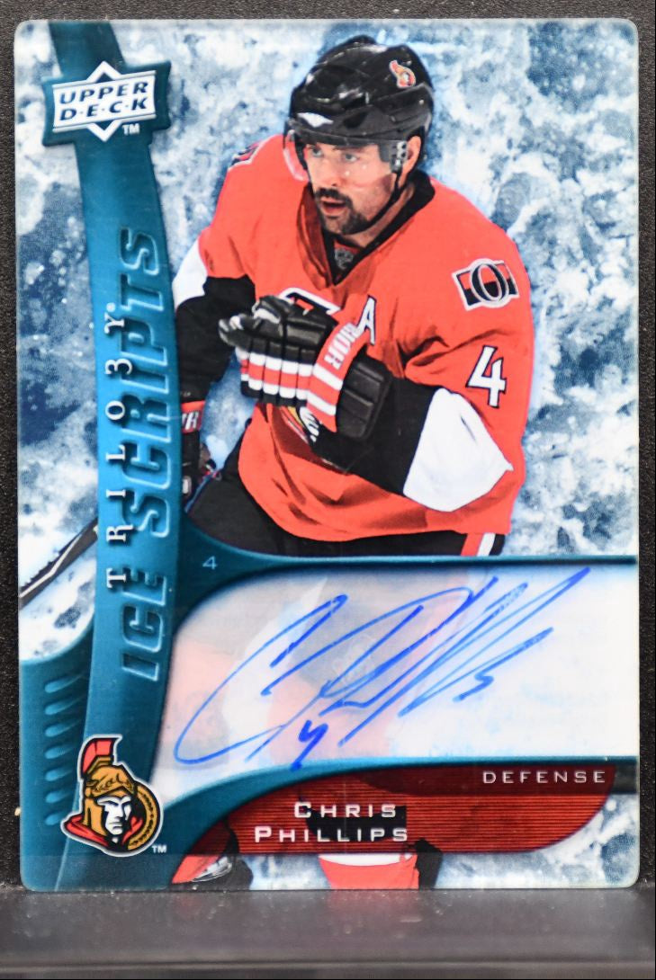 2009-10 Upper Deck Trilogy Ice Scripts Chris Phillips Ottawa Senators Auto 1144