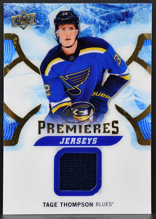 2017-18 UD Ice Premieres Jerseys Tage Thompson IPJ-TT St. Louis Blues RC Jersey 7567