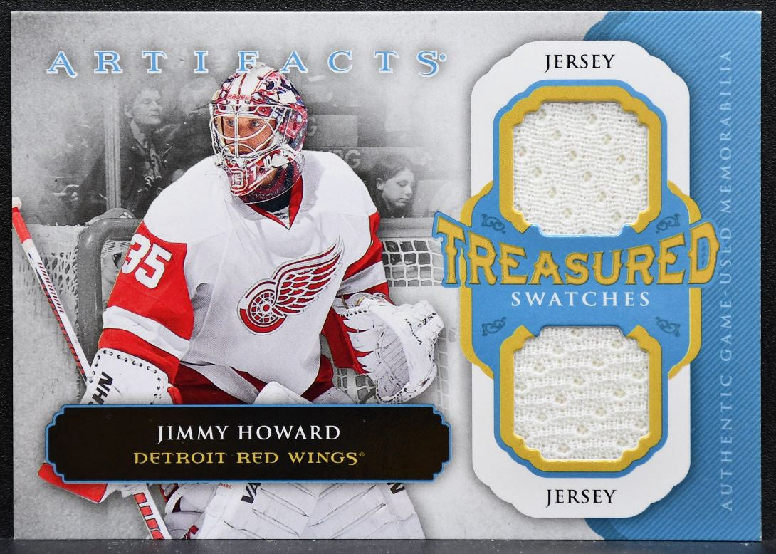 2013-14 UD Artifacts Treasured Swatches Blue Jimmy Howard Red Wings Jersey 5109