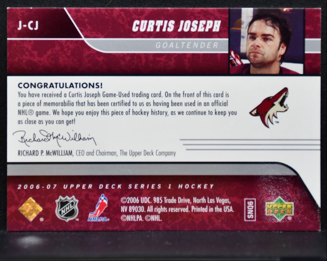 2006-07 UD Series 1 UD Game Jersey Curtis Joseph Phoenix Coyotes Jersey 3292