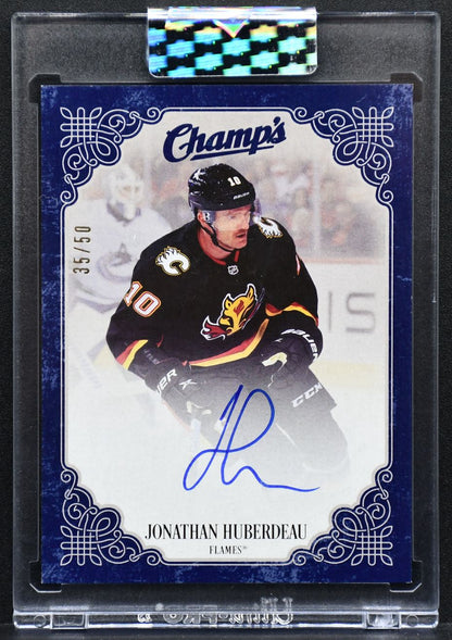 2023-24 UD Clear Cut Champs Autos Blue Parallel Jonathan Huberdeau C-JH Auto /50