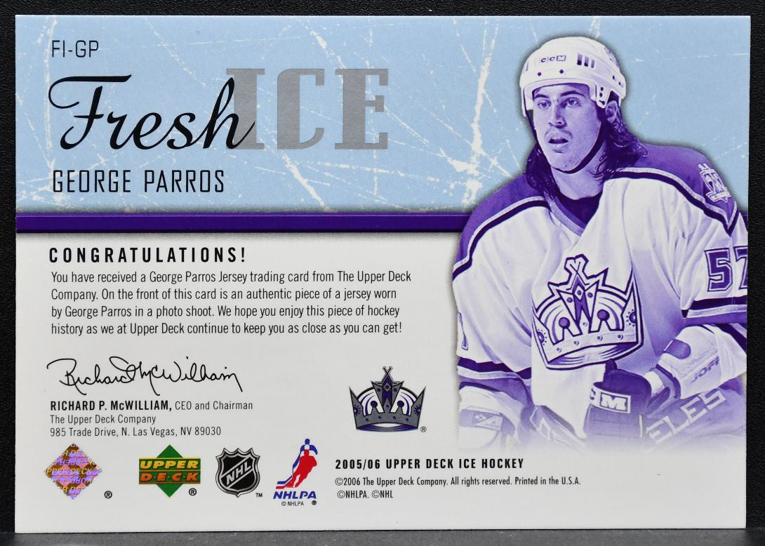 2005-06 Upper Deck Ice Fresh George Parros FI-GP Los Angeles Kings Jersey 9754