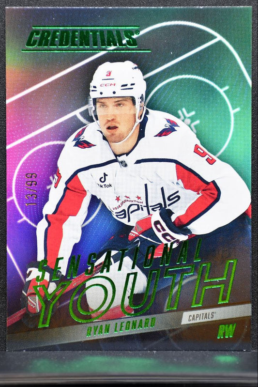 2025-26 UD Credentials Sensational Youth Green Ryan Leonard RC 13/99 3604