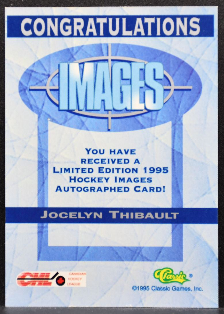1995-96 Classic Images Jocelyn Thibault Sherbrooke Faucons Auto 446/1185 7133