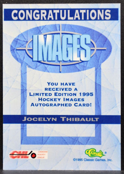 1995-96 Classic Images Jocelyn Thibault Sherbrooke Faucons Auto 446/1185 7133