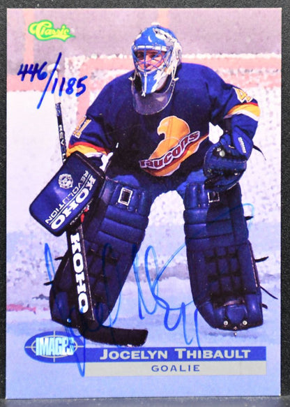 1995-96 Classic Images Jocelyn Thibault Sherbrooke Faucons Auto 446/1185 7133