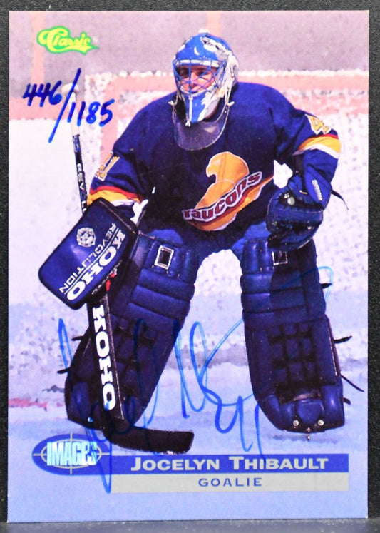 1995-96 Classic Images Jocelyn Thibault Sherbrooke Faucons Auto 446/1185 7133