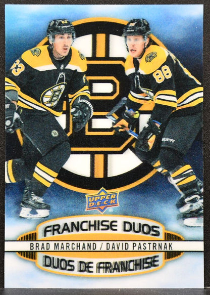 2019-20 UD Tim Hortons Franchise Duos Brad Marchand/David Pastrnak D-15 Bruins 3544