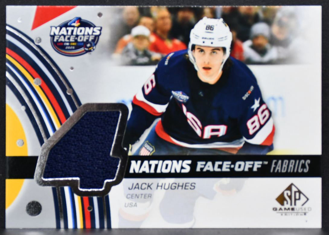 2025-26 SP Game Used 4 Nations Face Off Fabrics Jack Hughes 4N-HU Jersey 6773