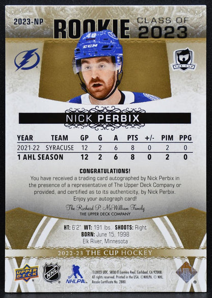 2022-23 UD The Cup Class of 2023 Gold Foil Perbix Lightning RC Auto 15/50 5293