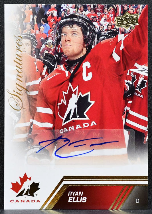 2013-14 Upper Deck Team Canada Gold Signatures Ryan Ellis 75 Canada Auto 7798