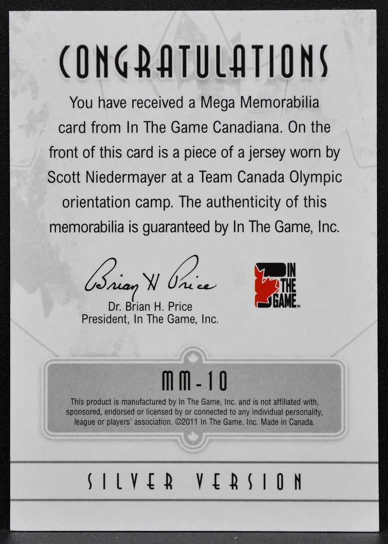 2010-11 ITG Canadiana Mega Memorabilia Silver Scott Niedermayer Jersey 2332