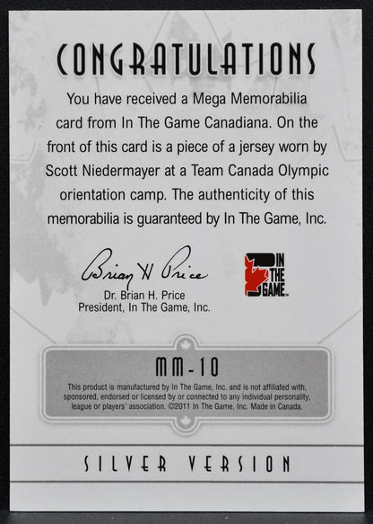 2010-11 ITG Canadiana Mega Memorabilia Silver Scott Niedermayer Jersey 2332