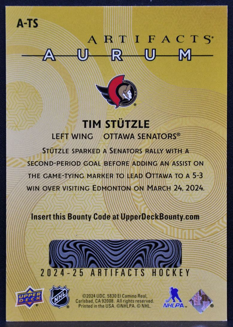 2024-25 Upper Deck Artifacts Aurum Tim Stutzle A-TS Ottawa Senators 1885